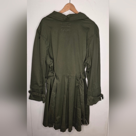 Live A Little 3XL Dark Green khaki Trench Coat - Picture 2 of 8